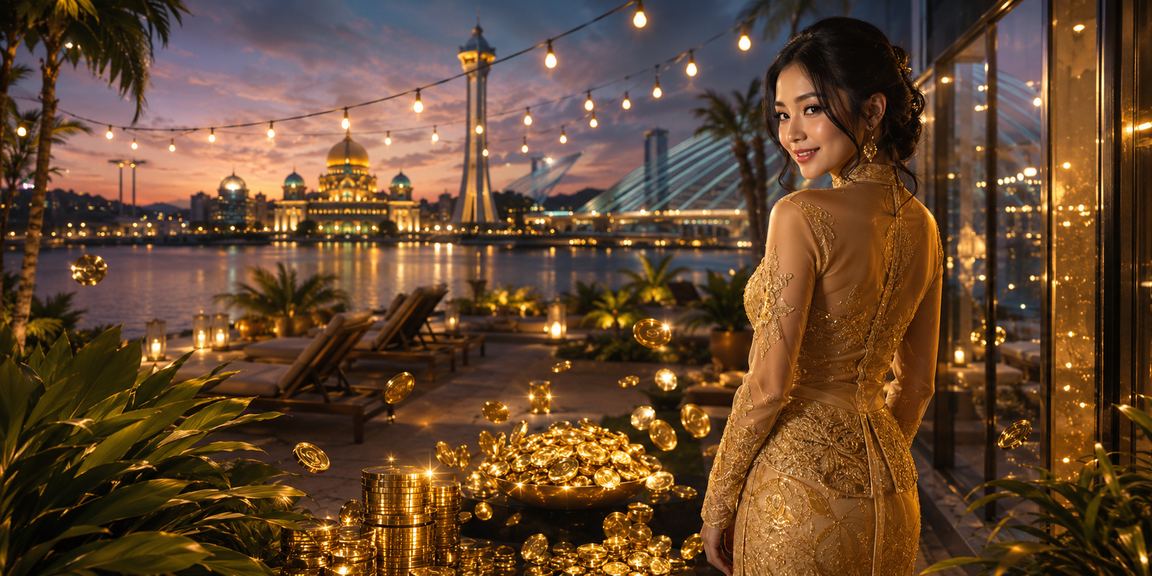 Pemain wanita berbaju kebaya menyemak nombor loteri 4D di Putrajaya secara dalam talian